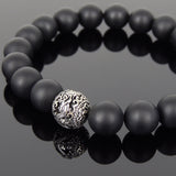 Men Women Matte Black Onyx Sterling Silver Bracelet Dragon Bead DiyNotion Handmade BR924