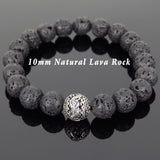 Men Women Lava Rock Sterling Silver Bracelet Dragon Bead DiyNotion Handmade BR925