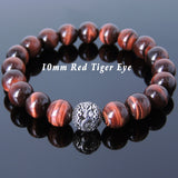 Mens' Women Red Tiger Eye Sterling Silver Bracelet Dragon Bead DiyNotion Handmade BR927