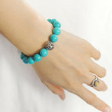 Mens' Women Blue Turquoise Sterling Silver Bracelet Dragon Bead DiyNotion Handmade BR931