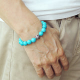 Mens' Women Blue Turquoise Sterling Silver Bracelet Dragon Bead DiyNotion Handmade BR931