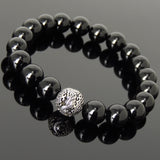 Men Women Bright Black Onyx Sterling Silver Bracelet Dragon Bead DiyNotion Handmade BR933