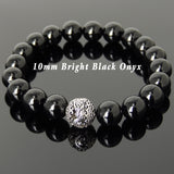 Men Women Bright Black Onyx Sterling Silver Bracelet Dragon Bead DiyNotion Handmade BR933