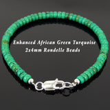 Men's Women Bracelet African Green Turquoise 925 Sterling Silver Clasp DiyNotion Handmade BR384