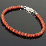 Men's Women Red Jasper Stone Sterling Silver Bracelet Natural Gemstone DiyNotion Handmade BR935