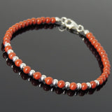 Men's Women Red Jasper Stone Sterling Silver Bracelet Natural Gemstone DiyNotion Handmade BR936