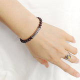Men's Women Garnet Sterling Silver Bracelet Gemstone 925 Stamp Lucky Charm DiyNotion Handmade BR938
