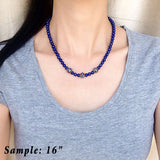 Men's Women Lapis Lazuli Necklace with 925 Sterling Silver Hand-painted Beads Gemstone DiyNoion Handmade NK131