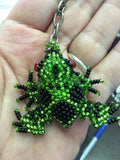 Colorful Glass Beaded Frog Keychain - Guatemala Keychain - Frog Keychain