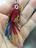 Colorful Glass Beaded Parrot Keychain - Guatemala Keychain - Parrot Keychain