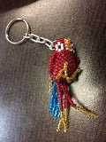 Colorful Glass Beaded Parrot Keychain - Guatemala Keychain - Parrot Keychain