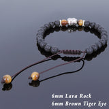 Men's Women Lava Rock Brown Tiger Eye Adjustable Braided Bracelet Tibetan Silver Sakyamuni Buddha Head Bead Buddhism DiyNotion T214