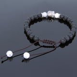 Men's Women Lava Rock White Howlite Adjustable Braided Bracelet Tibetan Silver Sakyamuni Buddha Head Bead Buddhism DiyNotion T217