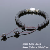 Men's Women Lava Rock Golden Obsidian Adjustable Braided Bracelet Tibetan Silver Sakyamuni Buddha Head Bead Buddhism DiyNotion T223