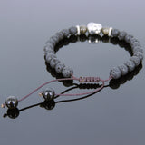 Men's Women Lava Rock Golden Obsidian Adjustable Braided Bracelet Tibetan Silver Sakyamuni Buddha Head Bead Buddhism DiyNotion T223