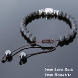 Men's Women Lava Rock Hematite Adjustable Braided Bracelet Tibetan Silver Sakyamuni Buddha Head Bead Buddhism DiyNotion T224