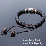 Men's Women Lava Rock Red Tiger Eye Adjustable Braided Bracelet Tibetan Silver Sakyamuni Buddha Head Bead Buddhism DiyNotion T228