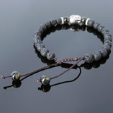 Men's Women Lava Rock Brown Blue Tiger Eye Adjustable Braided Bracelet Tibetan Silver Sakyamuni Buddha Head Bead Buddhism DiyNotion T233