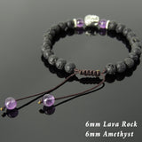 Men's Women Lava Rock Amethyst Adjustable Braided Bracelet Tibetan Silver Sakyamuni Buddha Head Bead Buddhism DiyNotion T234