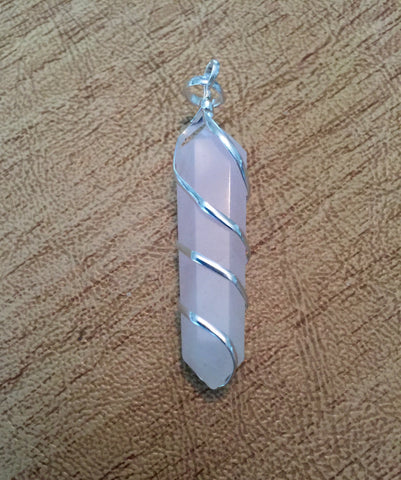 Rose Quartz Wrapped Pendant - Heart Chakra - Energy Healing - Reiki - 4th Chakra - Love