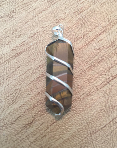 Tiger's Eye Wrapped Pendant - Sacral Chakra - Solar Plexus - Reiki - Capricorn - Energy Healing