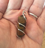 Tiger's Eye Wrapped Pendant - Sacral Chakra - Solar Plexus - Reiki - Capricorn - Energy Healing