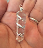 Clear Quartz Wrapped Pendant - 7th Chakra - Crown Chakra - Reiki - Energy Healing