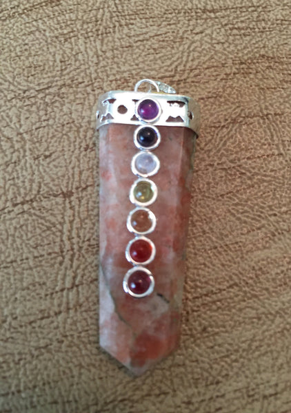 Sunstone Flat Pencil Chakra Pendant - Sacral Chakra - Reiki - Energy Healing