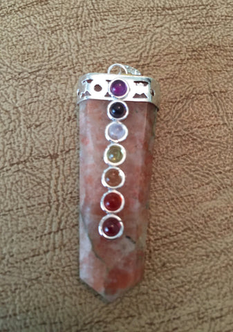 Sunstone Flat Pencil Chakra Pendant - Sacral Chakra - Reiki - Energy Healing