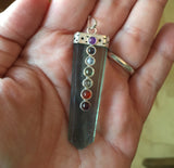 Fluorite Chakra Pendant - Flat Pencil - Third Eye - Sixth Chakra - Heart Chakra - Reiki - Energy Healing