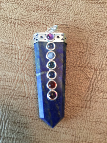 Lapis Lazuli Chakra Pendant - Flat Pencil - Throat Chakra - Energy Healing - Reiki