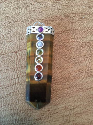 Tiger's Eye Chakra Pendant - Flat Pencil -  Sacral Chakra - Solar Plexus - Reiki - Capricorn - Energy Healing