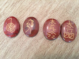 Red Jasper Engraved Usui Reiki Set - Root Chakra - Energy Healing