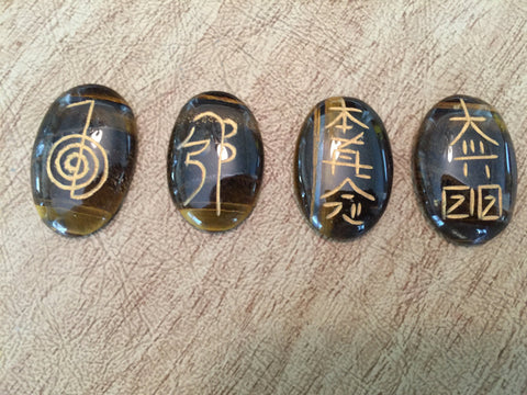 Tigers Eye Engraved Usui Reiki Set - Root Chakra - Energy Healing