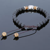 Men's Women Lava Rock Agarwood Adjustable Braided Bracelet Tibetan Silver Sakyamuni Buddha Head Bead Buddhism DiyNotion T238