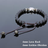 Men's Women Lava Rock Golden Obsidian Adjustable Braided Bracelet Tibetan Silver Sakyamuni Buddha Head Bead Buddhism DiyNotion T236