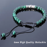 Men's Women Malachite Adjustable Braided Bracelet 925 Sterling Silver Dragon Charm DiyNotion BR787