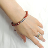 Men's Women Red Jasper Stone Adjustable Braided Bracelet 925 Sterling Silver Dragon Charm DiyNotion BR790