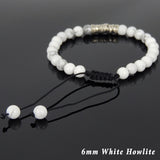 Men's Women White Howlite Adjustable Braided Bracelet 925 Sterling Silver Dragon Charm DiyNotion BR791