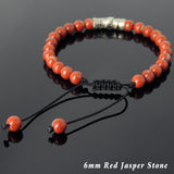 Men's Women Red Jasper Stone Adjustable Braided Bracelet 925 Sterling Silver Dragon Charm DiyNotion BR790