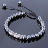 Men's Women Hematite Adjustable Braided Bracelet 925 Sterling Silver Dragon Charm DiyNotion BR794