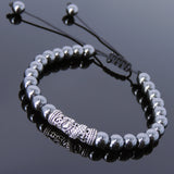 Men's Women Hematite Adjustable Braided Bracelet 925 Sterling Silver Dragon Charm DiyNotion BR794