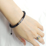 Men's Women Blue Tiger Eye Adjustable Braided Bracelet 925 Sterling Silver Dragon Charm DiyNotion BR793