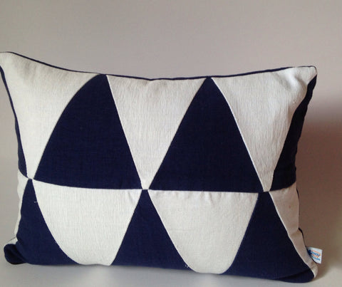 30% OFF Sale Upcycle Geometric navy white pillow, Abstract navy white lumbar cotton pillows, abstract pillows, sofa pillows