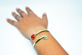 Brass Cuff Bracelet Red Stone Bracelet Adjustable Brass Bracelet Spiral Motif Tribal Cuff Handmade Bracelet Gift For Her Easter Gift