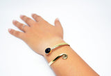 Brass Cuff Bracelet Black Stone Bracelet Adjustable Brass Bracelet Spiral Motif Tribal Cuff Handmade Bracelet Gift For Her  Christmas Gift