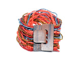 Multi Strand Beaded Bracelet Womens Wooden Clasp Bracelet Red Grey Boho Bracelet Gypsy Wood Jewelry Gift for Her Summer Cuff