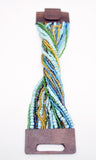 Multi Strand Beaded Bracelet Wooden Clasp Bracelet Turquoise Green Boho Bracelet Gypsy Wood Jewelry Gift for Her