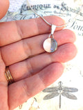 Vintage Inlaid White Mother of Pearl & Abalone Button Pendant Necklace, Half Moon Necklace, MOP Button, Sterling Silver 18" Chain, MPN261