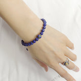 Men's Women Lapis Lazuli Adjustable Braided Bracelet 925 Sterling Silver Hand-painted Bead DiyNotion BR799